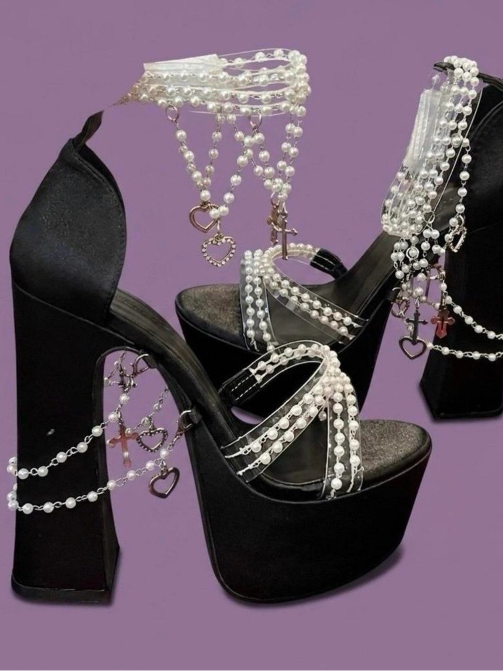 Sugar Thrillz x Dolls Kill - Holy Revelation Platform Heels - Black